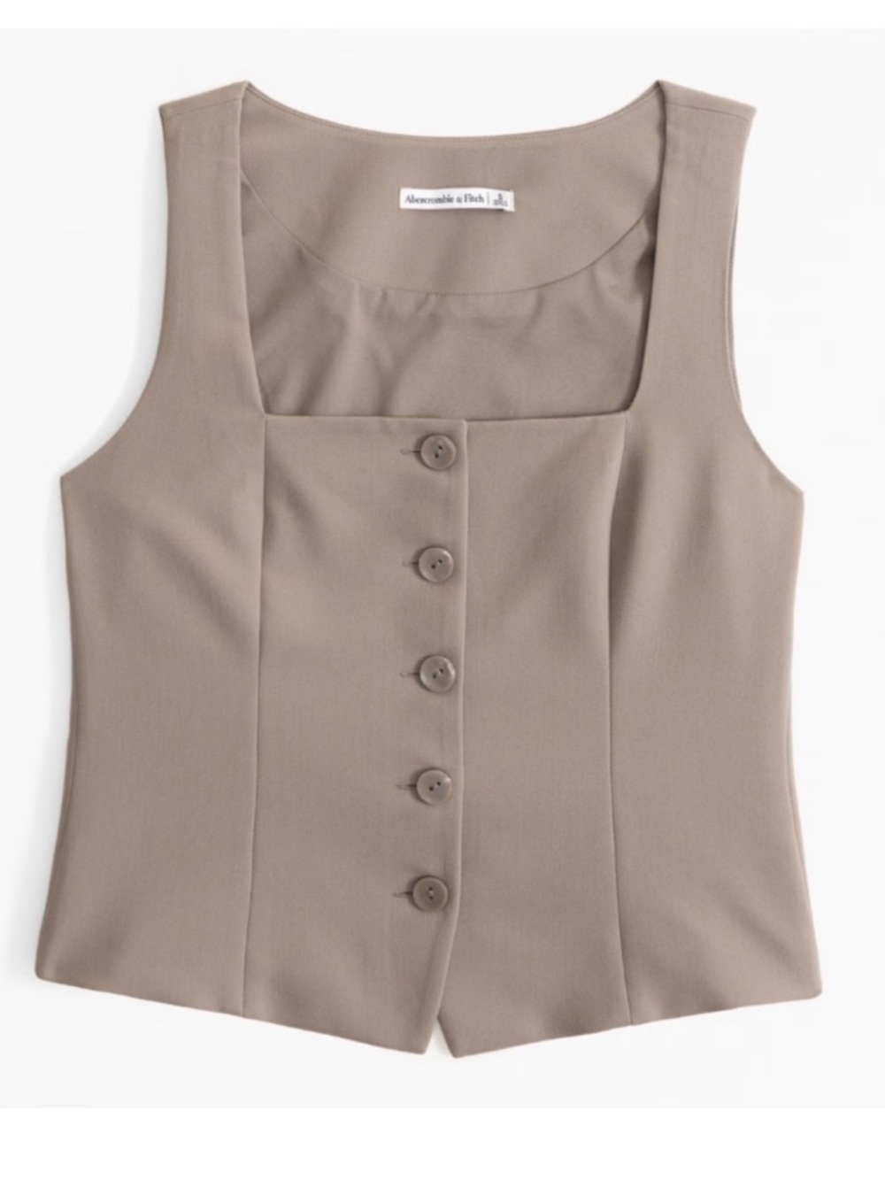 Abercrombie & Fitch Taupe Button-Front Vest